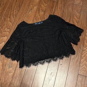 Blue Rain black lace crop top medium
